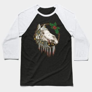 Mari Lwyd Grey Ghost Horse Baseball T-Shirt